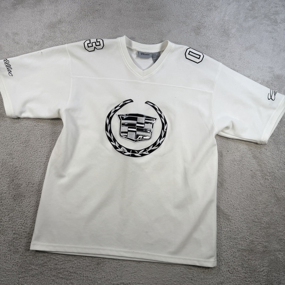 Cadillac Escalade Jersey Mens XL White Mesh V-Neck Football Embroidered #03 Y2K